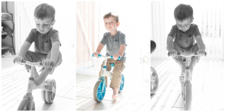 Wiley rides his balance bike all over the place!